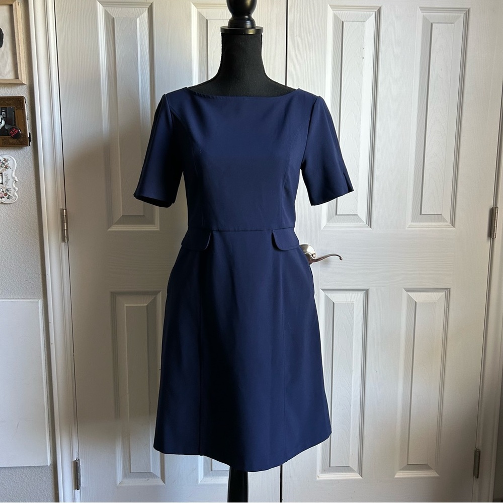 Lark & Ro navy blue short sleeve A-line dress